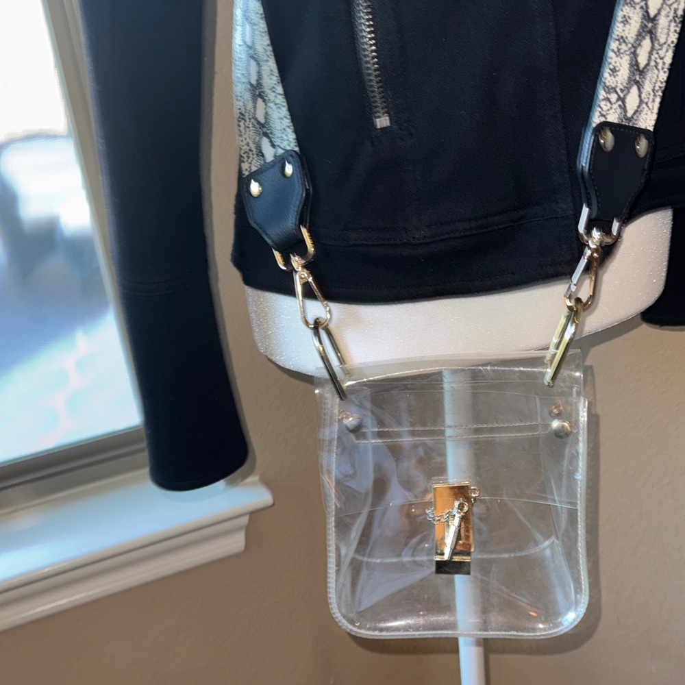 Transparent Crossbody Bag with Black Accents